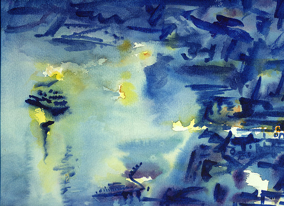 Sorrento at night-Watercolour